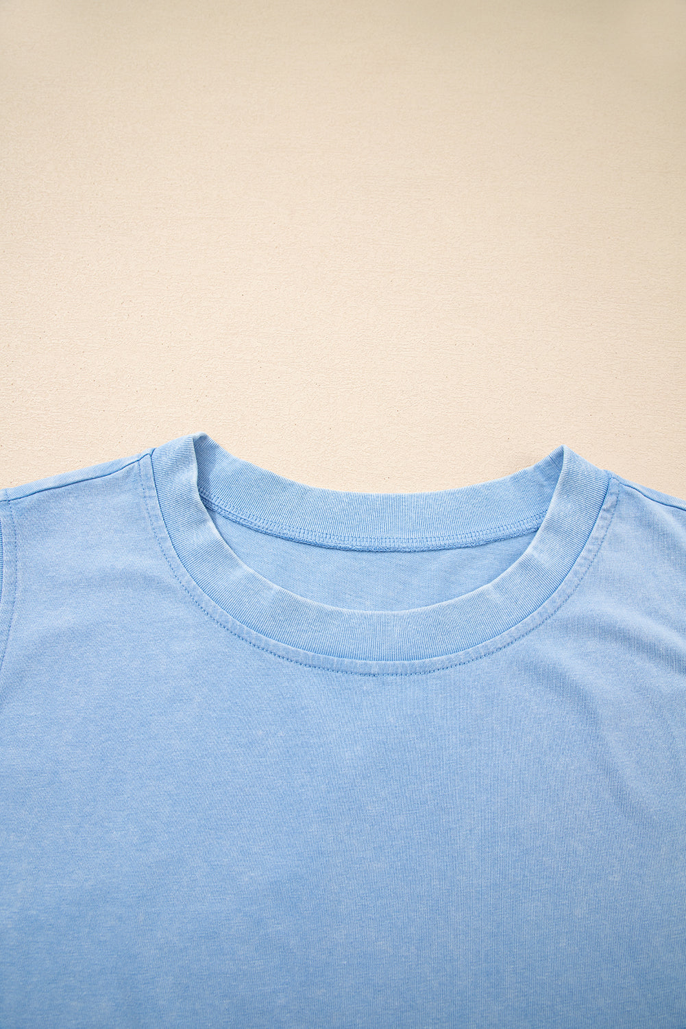 2 Pieces Mineral Wash Cotton Tank Top Lined Split Skirt Set - Blue