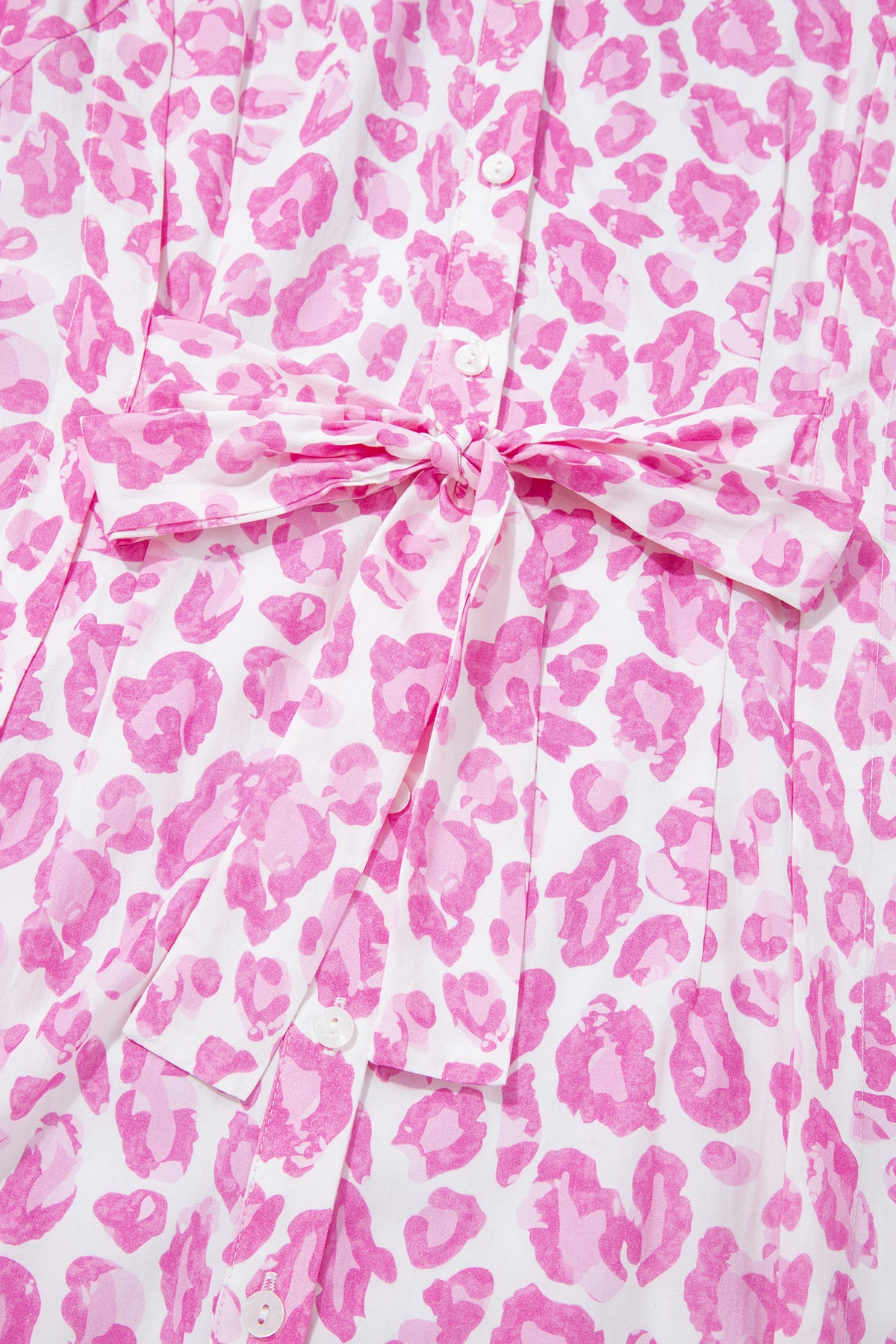 Pretty in Pink Leopard Tie-Waist Shirt Dress