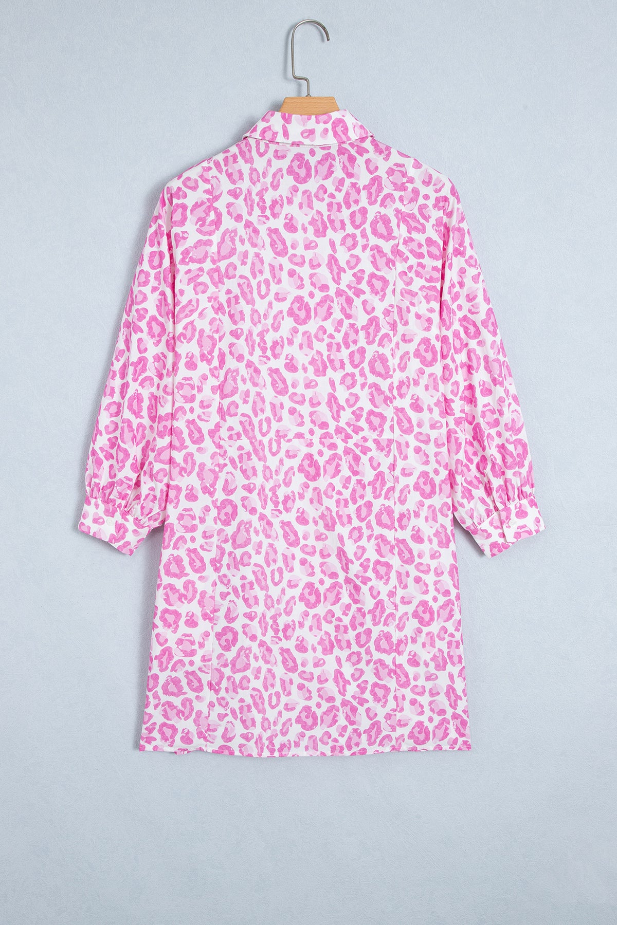 Pretty in Pink Leopard Tie-Waist Shirt Dress