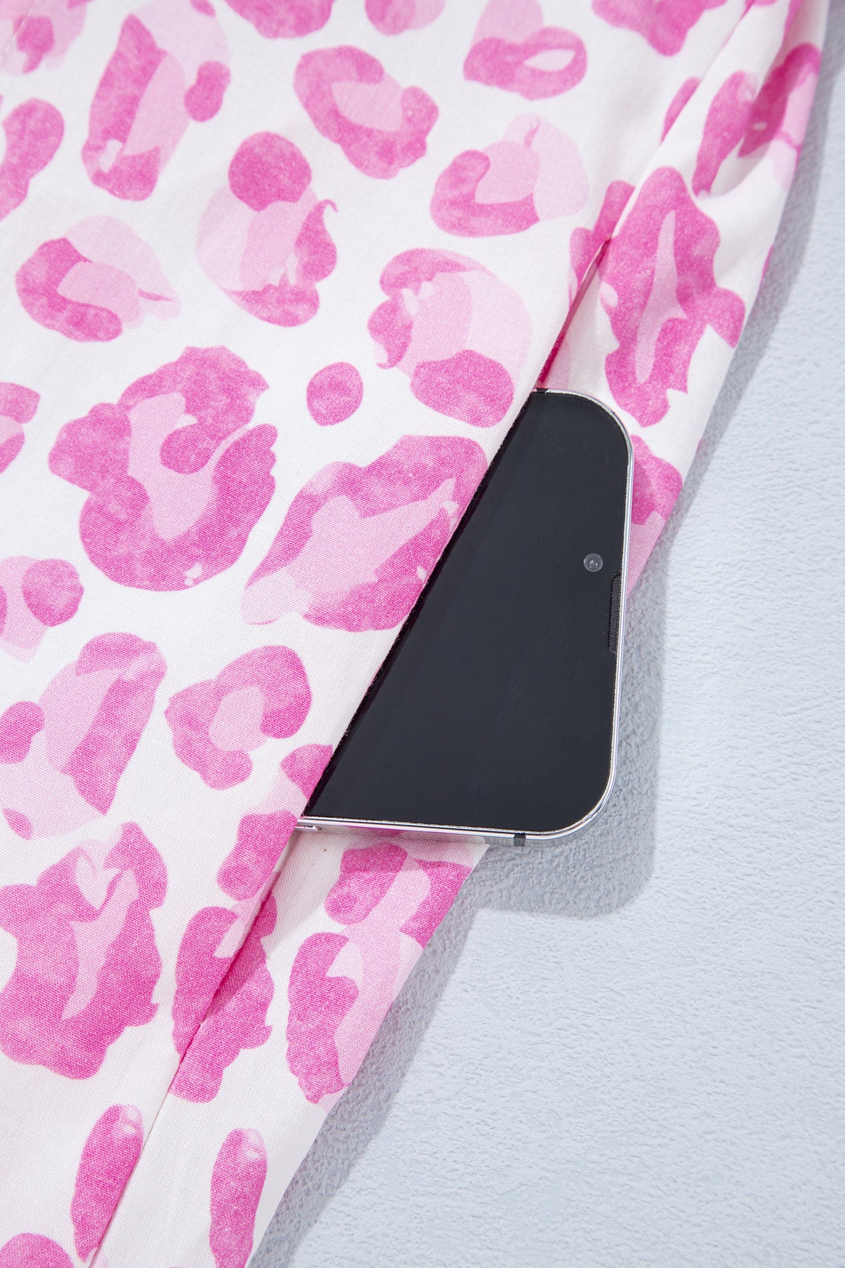 Pretty in Pink Leopard Tie-Waist Shirt Dress