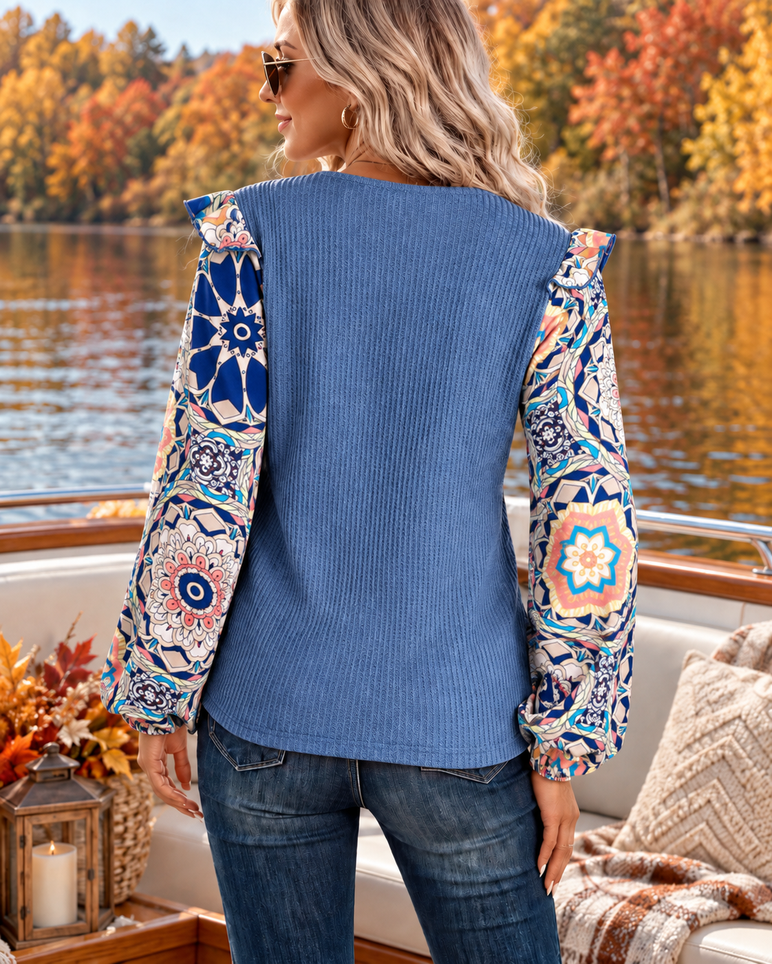 Autumn Mosaic Statement Sleeve Top