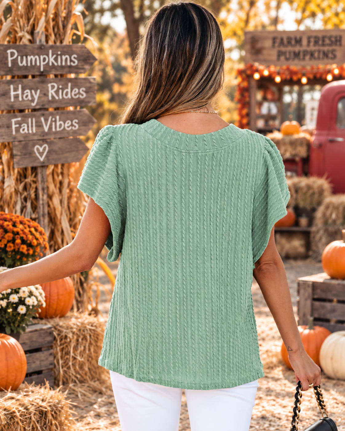 Coastal Sage Flutter Sleeve Top