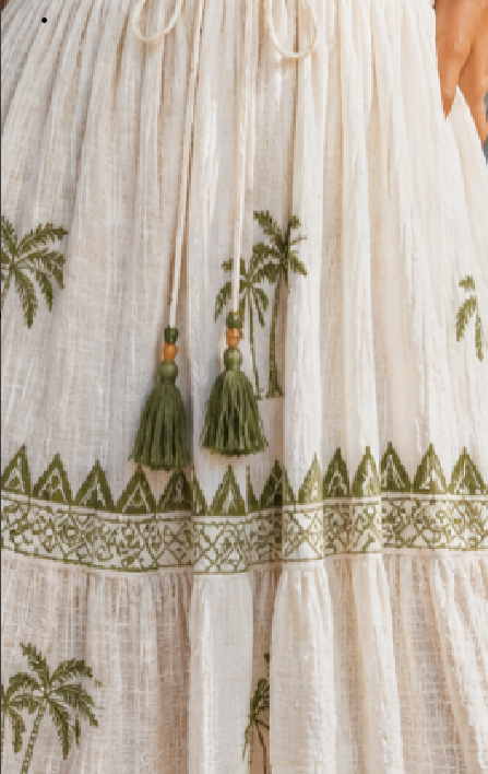 Palm Paradise Embroidered Mini Dress